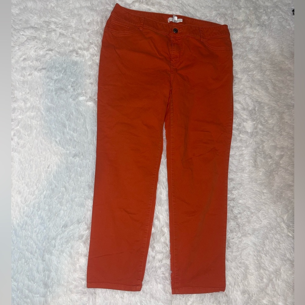 Chico’s orange skinny stretchy pants woman’s size 2 aka 12